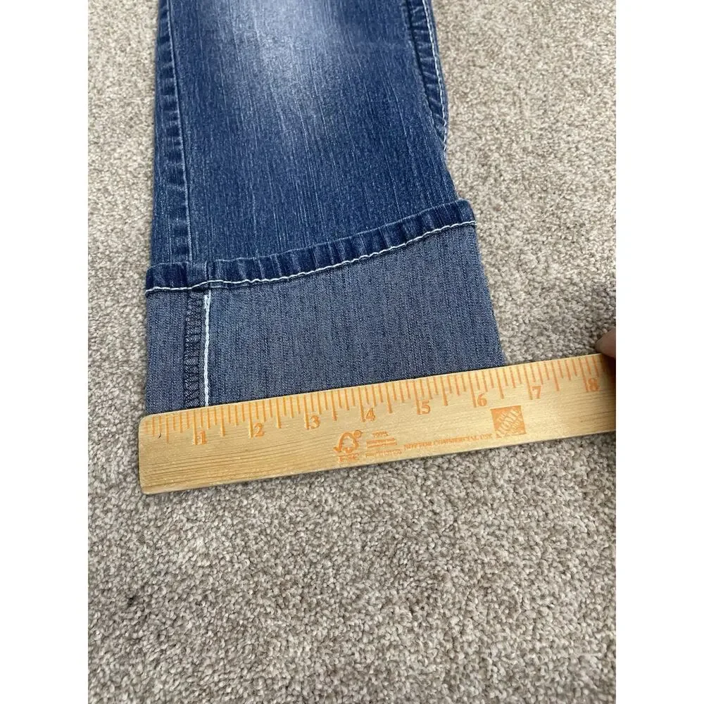 McBling Angels Low Rise Capri Jeans 30W Rhinestone Embroidered Medium Wash Y2K - Picture 13 of 13